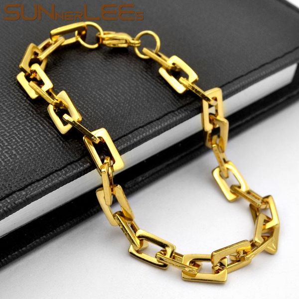link, chain sunnerlees stainless steel bracelet 6.5mm geometric link smooth silver color gold plated men women jewelry gift sc206 b, Black
link, chain sunnerlees stainless steel bracelet 6.5mm geometric link smooth silver color gold plated men women jewelry gift sc206 b, Black