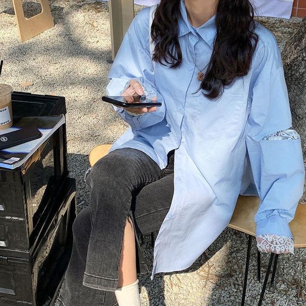 women's blouses & shirts zcsmll mid-length shirt korean style loose spring and summer 2021 splicing lace design casual trend, White
women's blouses & shirts zcsmll mid-length shirt korean style loose spring and summer 2021 splicing lace design casual trend, White