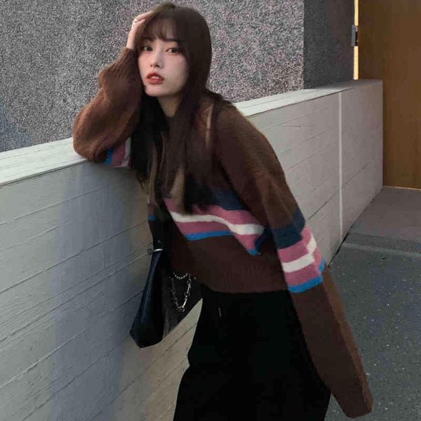 women's sweaters control to film qiu dong han edition more languid is lazy chromatic stripe sweater sets female brief paragraph knittin, White;black
women's sweaters control to film qiu dong han edition more languid is lazy chromatic stripe sweater sets female brief paragraph knittin, White;black