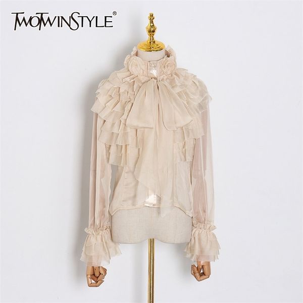 twotwinstyle elegant perspective female shirt bowknot collar flare long sleeve ruffle blouses women fashion clothing spring 210401, White
twotwinstyle elegant perspective female shirt bowknot collar flare long sleeve ruffle blouses women fashion clothing spring 210401, White
