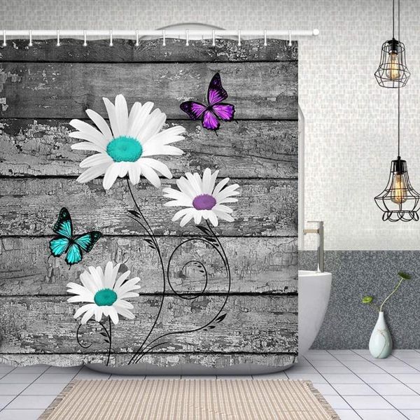 shower curtains rustic farmhouse fabric sets, teal butterfly white farm daisy flowers on country grey wooden bathroom curtain
shower curtains rustic farmhouse fabric sets, teal butterfly white farm daisy flowers on country grey wooden bathroom curtain