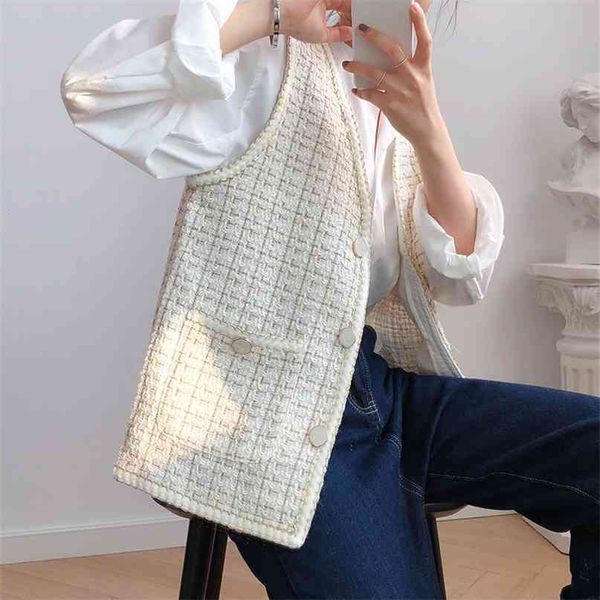 women spring fashion korea style v-neck sleeveless plaided knitted vest office lady open stitch classical clothes 210915, Black;white
women spring fashion korea style v-neck sleeveless plaided knitted vest office lady open stitch classical clothes 210915, Black;white