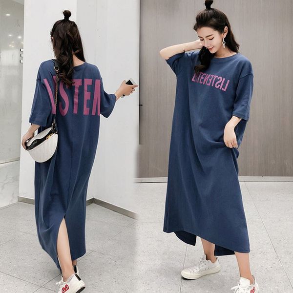 dress Long letter printed t103, Black;gray