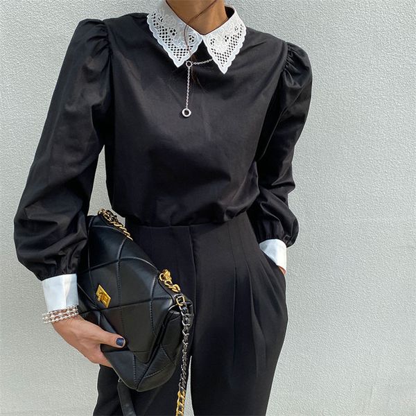 korean hollow out pullovers gentle puff sleeves chic brief all match stylish streetwear blouses lapel loose 210421, White
korean hollow out pullovers gentle puff sleeves chic brief all match stylish streetwear blouses lapel loose 210421, White