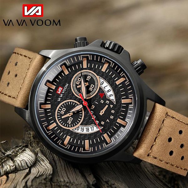 wristwatches vava voom decorate dial men's watches fashion sports quartz man watch leather band date military relogio masculino, Slivery;brown
wristwatches vava voom decorate dial men's watches fashion sports quartz man watch leather band date military relogio masculino, Slivery;brown