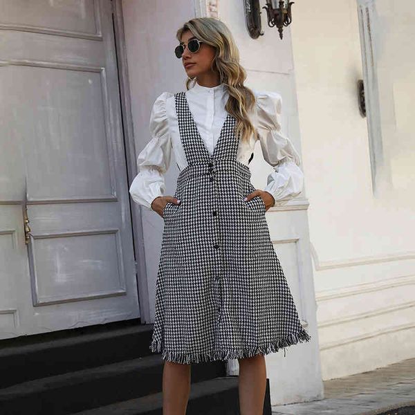 summer dresses for women casual houndstooth plaid strap ladies strap dress female vintage mid-calf button dress high street 210514, Black;gray
summer dresses for women casual houndstooth plaid strap ladies strap dress female vintage mid-calf button dress high street 210514, Black;gray