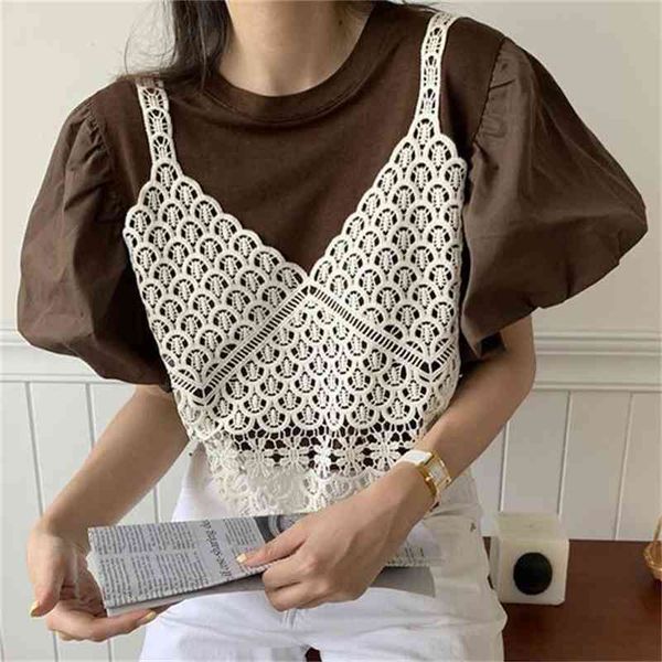 women's knits & tees summer puff sleeves loose sweet femme chic 2021 stylish prom girls blouses lady streetwear shirt, White
women's knits & tees summer puff sleeves loose sweet femme chic 2021 stylish prom girls blouses lady streetwear shirt, White