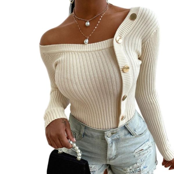 women's sweaters women long sleeve ribbed knit sweater irregular button bodycon jumper top, White;black
women's sweaters women long sleeve ribbed knit sweater irregular button bodycon jumper top, White;black
