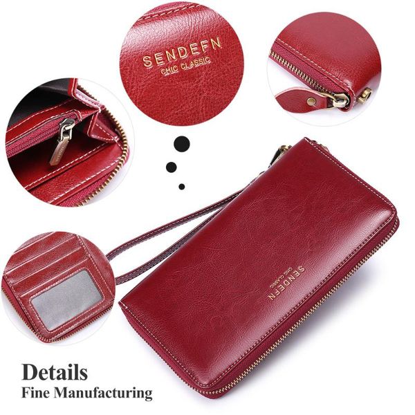 wallets rfid anti-degaussing leather women's wallet large capacity long european and american oil wax multi-card, Red;black
wallets rfid anti-degaussing leather women's wallet large capacity long european and american oil wax multi-card, Red;black