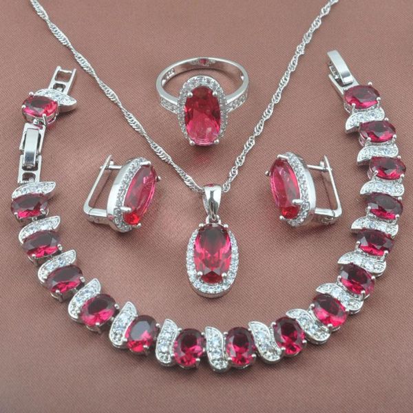 earrings & necklace women's red crystal jewelry sets with bracelet silver color and ring set bridal wedding 2021 yz0170
earrings & necklace women's red crystal jewelry sets with bracelet silver color and ring set bridal wedding 2021 yz0170