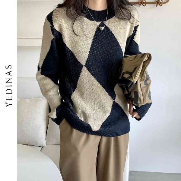 genayooa - women's argyle sweater, long sve crew neck sweater, elegant, korean knitted autumn and winter, 2021, White;black
genayooa - women's argyle sweater, long sve crew neck sweater, elegant, korean knitted autumn and winter, 2021, White;black