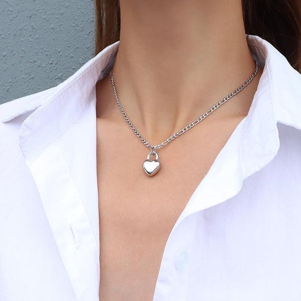 pendant necklaces gold plated stainless steel heart lock necklace woman neck chain jewelry, cute love girlfriend bijoux, Silver
pendant necklaces gold plated stainless steel heart lock necklace woman neck chain jewelry, cute love girlfriend bijoux, Silver