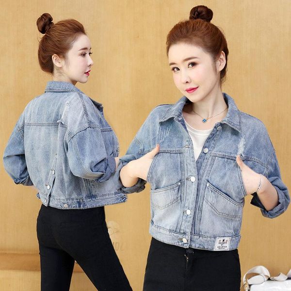 women's jackets vintage denim jacket female 2021 spring and autumn short korean oblique button personalized jeans mujer chaqueta k742, Black;brown
women's jackets vintage denim jacket female 2021 spring and autumn short korean oblique button personalized jeans mujer chaqueta k742, Black;brown