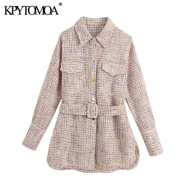 women fashion with belt frayed trim tweed jacket coat vintage long sleeve pockets female outerwear chic 210420, Black;brown
women fashion with belt frayed trim tweed jacket coat vintage long sleeve pockets female outerwear chic 210420, Black;brown