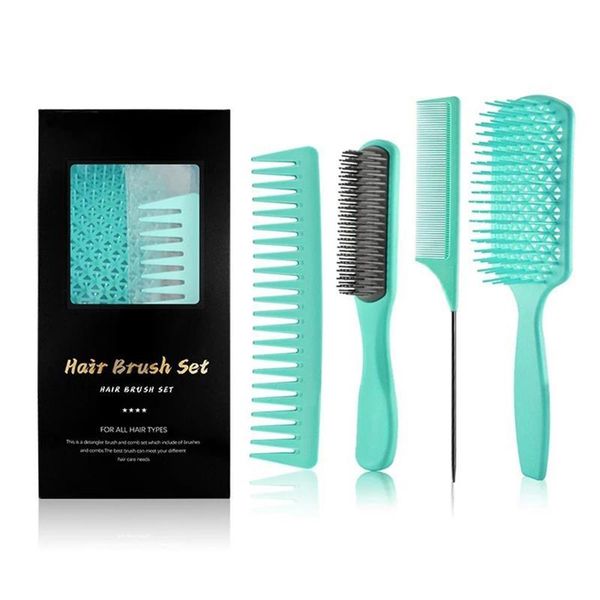 hair brushes 4pcs massage comb set professional wet and dry tangled curly home salon haircut brush, Silver
hair brushes 4pcs massage comb set professional wet and dry tangled curly home salon haircut brush, Silver