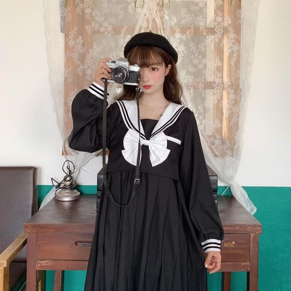 japanese retro dark jk sailor suit navy collar bow lantern pleated lolita uniform dresses sets womens cosplay costumes casual, Black;gray
japanese retro dark jk sailor suit navy collar bow lantern pleated lolita uniform dresses sets womens cosplay costumes casual, Black;gray