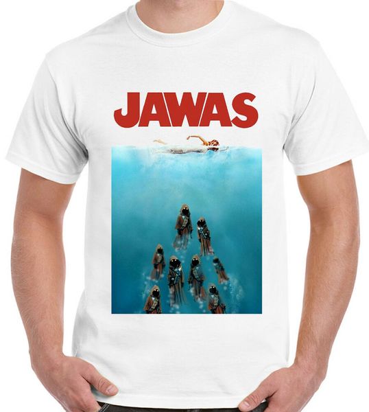 jawas t-shirt mens funnyjaws parody tee, White;black
