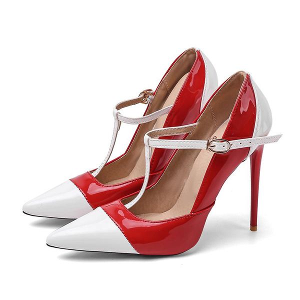 dress shoes lucyever women patent leather 12cm pumps t straps high heels party wedding woman plus size 34-46 gladiator sandals, Black 
dress shoes lucyever women patent leather 12cm pumps t straps high heels party wedding woman plus size 34-46 gladiator sandals, Black