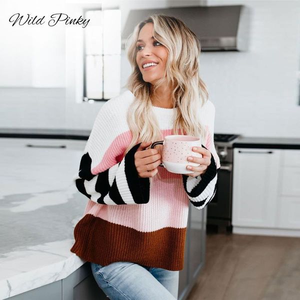 women's sweaters wildpinky autumn winter sweater women 2021 knitted loose style jumper and pullovers female patchwork ladies, White;black
women's sweaters wildpinky autumn winter sweater women 2021 knitted loose style jumper and pullovers female patchwork ladies, White;black