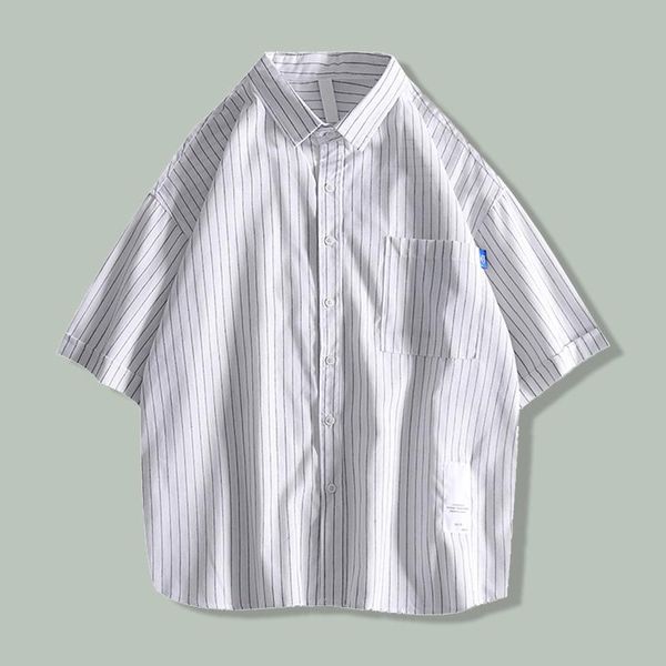 men's casual shirts summer vertical stripe print shirt couple hip hop loose short sleeve harajuku streetwear oversize, White;black
men's casual shirts summer vertical stripe print shirt couple hip hop loose short sleeve harajuku streetwear oversize, White;black