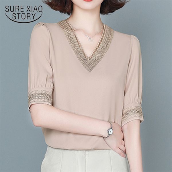 office lady solid v-neck shirt women summer embroidery short sleeve casual silk satin shirts plus size loose clothes 13460 210421, White
office lady solid v-neck shirt women summer embroidery short sleeve casual silk satin shirts plus size loose clothes 13460 210421, White