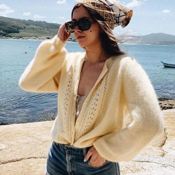 women's knits & tees mohair jumper hollow out women long sleeve v neck lantern chic maille elegant sweater spring vintage cardigan knit, White
women's knits & tees mohair jumper hollow out women long sleeve v neck lantern chic maille elegant sweater spring vintage cardigan knit, White