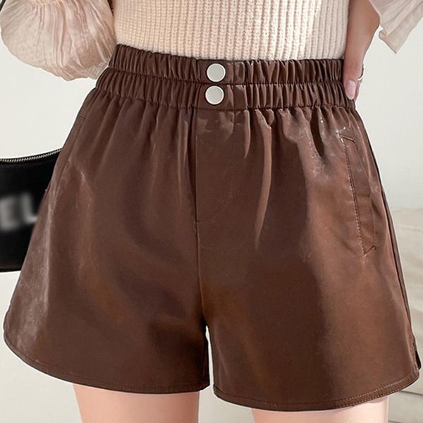 women's shorts ljsxls autumn elastic high waist pu leather women casual pockets wide leg solid basic female loose 2021 winter, White;black
women's shorts ljsxls autumn elastic high waist pu leather women casual pockets wide leg solid basic female loose 2021 winter, White;black