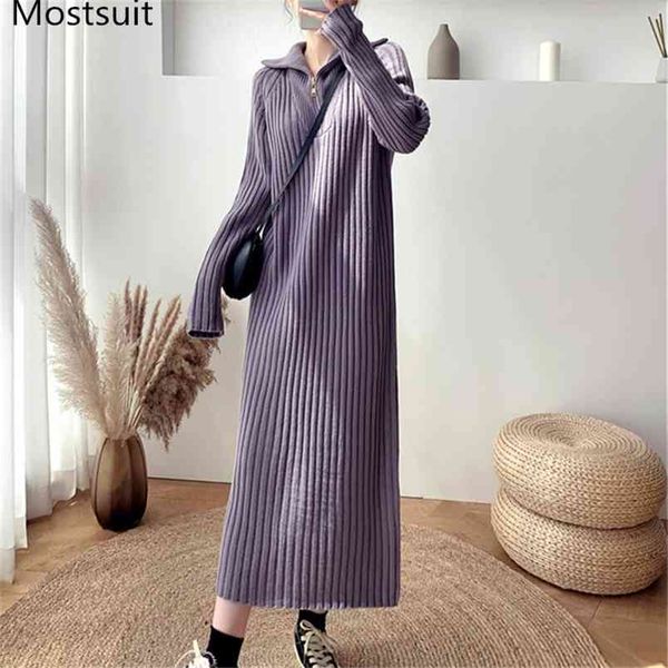 zip-up knitted women long sweater dress autumn winter full sleeve turn-down collar straight dresses korean fashion loose vestido 210513, Black;gray
zip-up knitted women long sweater dress autumn winter full sleeve turn-down collar straight dresses korean fashion loose vestido 210513, Black;gray