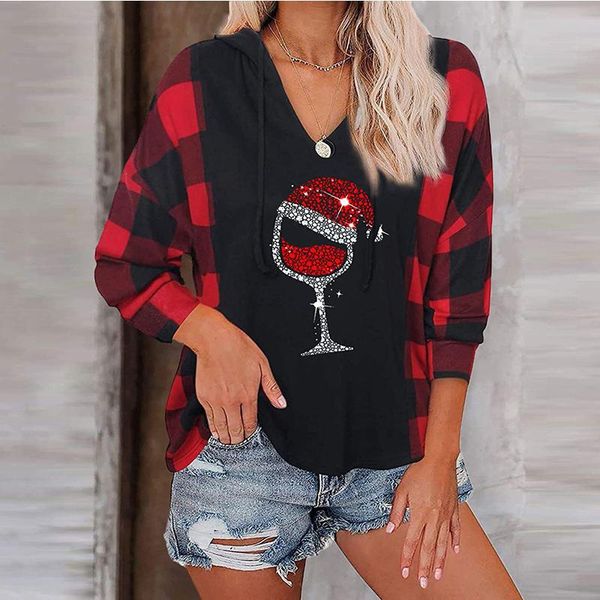 women's hoodies & sweatshirts women splice contrast color casual spring autumn v-neck plaid loose pullover christmas wine glasses diam, Black
women's hoodies & sweatshirts women splice contrast color casual spring autumn v-neck plaid loose pullover christmas wine glasses diam, Black