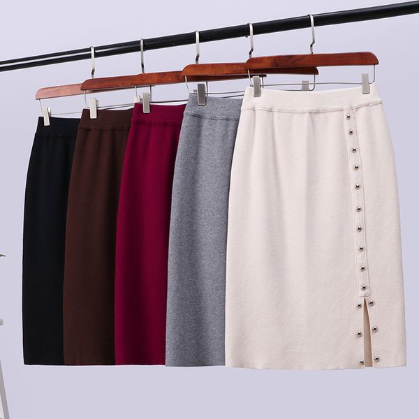 autumn winter rivet split knitted skirt women office lady solid hip midi female casual 210520, Black
autumn winter rivet split knitted skirt women office lady solid hip midi female casual 210520, Black