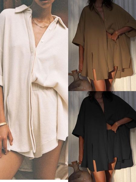 women's tracksuits donsignet women set fashion homewear half-sleeved cardigan two-piece suit solid color single breasted shorts outfits, Gray
women's tracksuits donsignet women set fashion homewear half-sleeved cardigan two-piece suit solid color single breasted shorts outfits, Gray