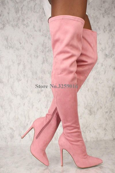 boots women shoes classical style pointed toe suede leather over knee thin heel pink white high long party, Black
boots women shoes classical style pointed toe suede leather over knee thin heel pink white high long party, Black