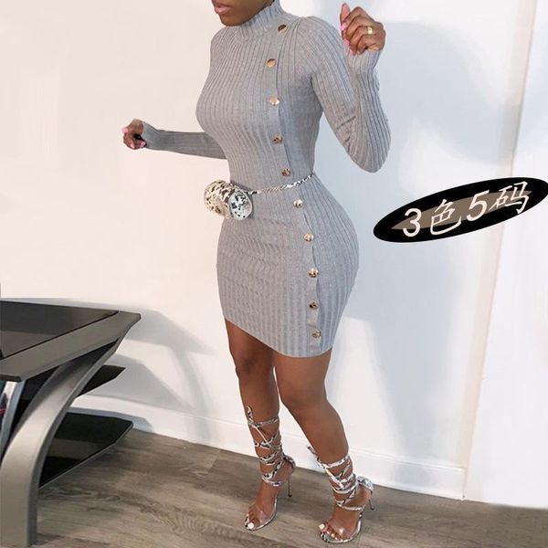 casual dresses turtleneck long sleeve slim bodycon dress for women 2021 autumn winter sheath knitted sweater button robe mini club, Black;gray
casual dresses turtleneck long sleeve slim bodycon dress for women 2021 autumn winter sheath knitted sweater button robe mini club, Black;gray