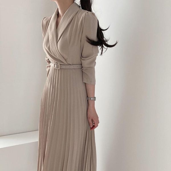 casual dresses elegant for women fashion pleated shirt full sleeve slim a-line sashes dress female office lady clothes, Black;gray
casual dresses elegant for women fashion pleated shirt full sleeve slim a-line sashes dress female office lady clothes, Black;gray