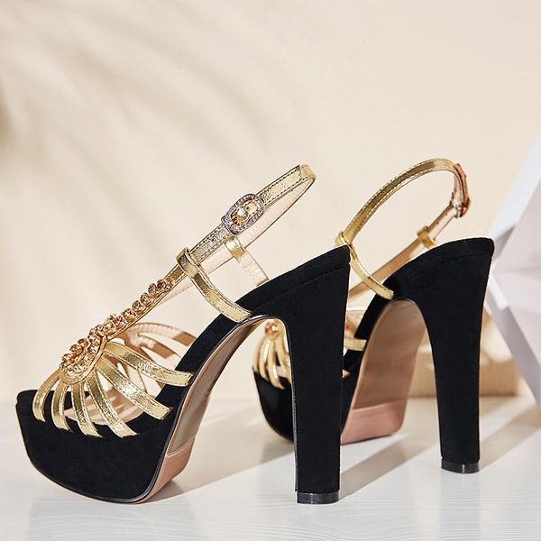 summer high heels chunky gold sandals women's platform singbacks party shoes 33 40 dress, Black
summer high heels chunky gold sandals women's platform singbacks party shoes 33 40 dress, Black