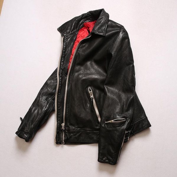 korea fashion 2021 vintage slim fit motorcycle leather jacket men sheepskin zipper biker tight rider coat for male men's & faux, Black
korea fashion 2021 vintage slim fit motorcycle leather jacket men sheepskin zipper biker tight rider coat for male men's & faux, Black