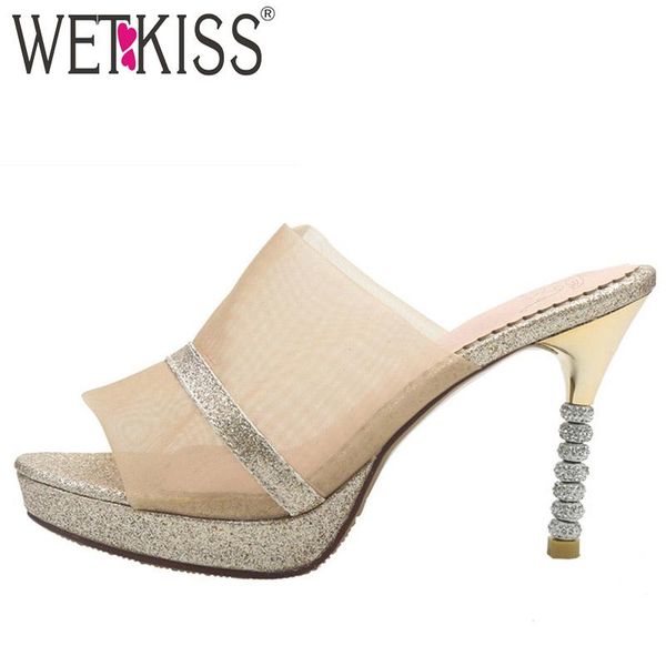 slippers wetkiss mesh 2021 women slides shoes summer high heels platform bling female strange style mules, Black
slippers wetkiss mesh 2021 women slides shoes summer high heels platform bling female strange style mules, Black