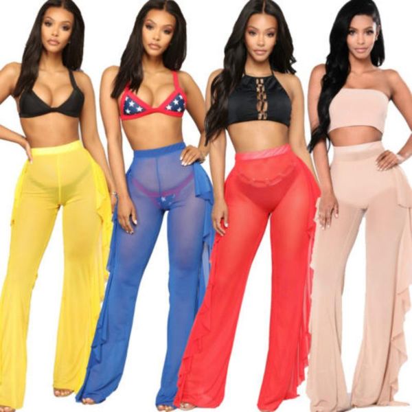 women's pants & capris 2021 brand women high waist casual see through flared leg mesh summer beach long trousers, Black;white
women's pants & capris 2021 brand women high waist casual see through flared leg mesh summer beach long trousers, Black;white