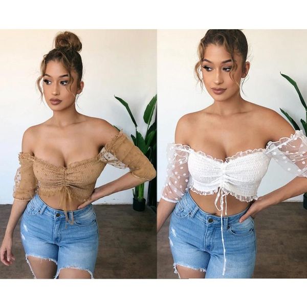 women's blouses & shirts off shoulder polka dot puff sleeve chiffon blouse summer backless drawstring ruched crop, White
women's blouses & shirts off shoulder polka dot puff sleeve chiffon blouse summer backless drawstring ruched crop, White