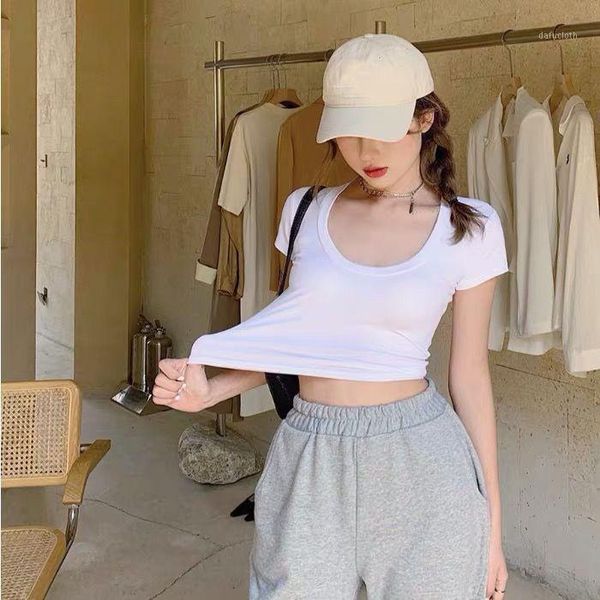 summer women's wear korean version versatile micro low cut collar slim show thin short sleeve t-shirt, White
summer women's wear korean version versatile micro low cut collar slim show thin short sleeve t-shirt, White