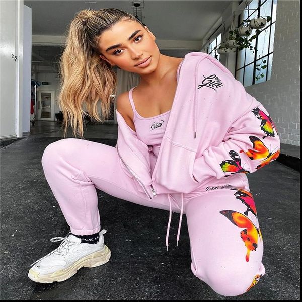 2pcs butterfly printed sport womens tracksuits set zipper up hooded coats pants fashion tracksuit for women streetwear female autumn clothes, Gray
2pcs butterfly printed sport womens tracksuits set zipper up hooded coats pants fashion tracksuit for women streetwear female autumn clothes, Gray