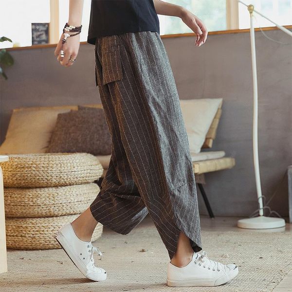 chinese style 2021 spring and summer men's casual lantern pants loose large radish striped wide leg, Black
chinese style 2021 spring and summer men's casual lantern pants loose large radish striped wide leg, Black