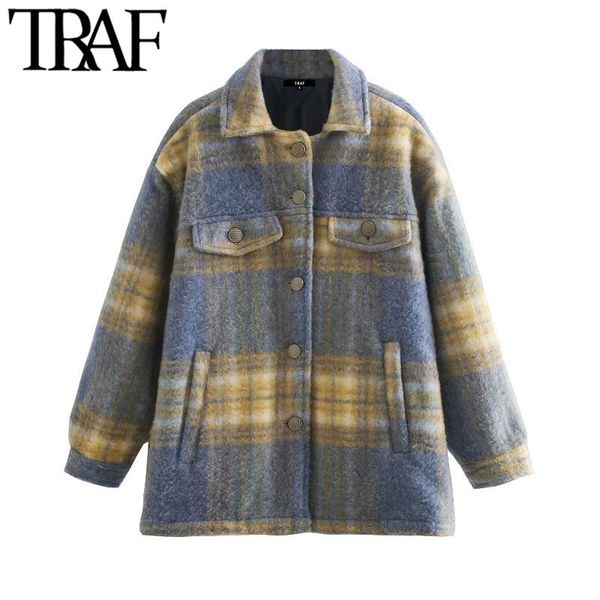 women's jackets traf women fashion oversized check woolen jacket coat vintage long sleeve pockets female outerwear chic overshirt, Black;brown
women's jackets traf women fashion oversized check woolen jacket coat vintage long sleeve pockets female outerwear chic overshirt, Black;brown