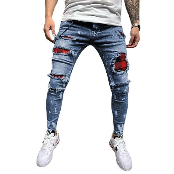 men's jeans fashion slim pencil pants holes men patchwork painted casual plus size denim for skinny, Blue
men's jeans fashion slim pencil pants holes men patchwork painted casual plus size denim for skinny, Blue