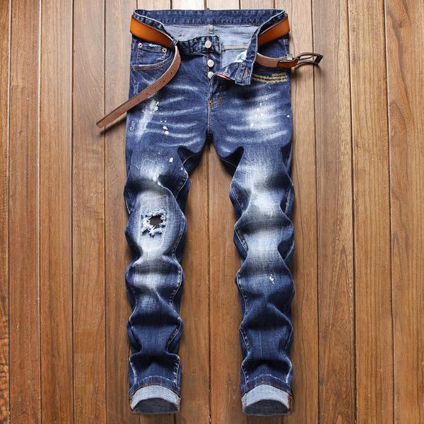 men's jeans streetwear knee ripped patch slim for men hip hop fashion destroyed hole pants solid color male stretch denim trousers, Blue
men's jeans streetwear knee ripped patch slim for men hip hop fashion destroyed hole pants solid color male stretch denim trousers, Blue