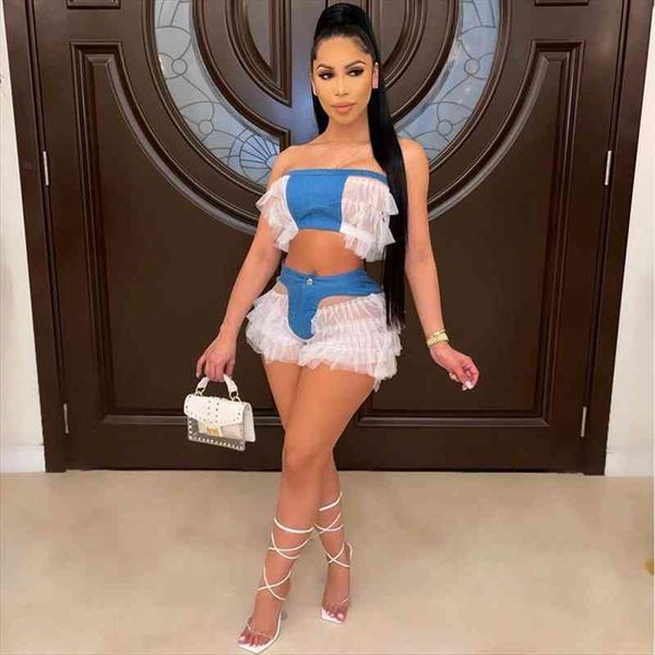 denim mesh two piece set festival clothing women club outfits ruffle crop 2 piece shorts set women matching, Gray
denim mesh two piece set festival clothing women club outfits ruffle crop 2 piece shorts set women matching, Gray