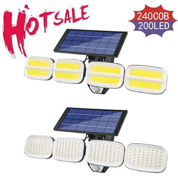 solar lamps 200led/240cob waterproof outdoor led light 4 head human sensor illumination lights wall lamp for garden garage
solar lamps 200led/240cob waterproof outdoor led light 4 head human sensor illumination lights wall lamp for garden garage