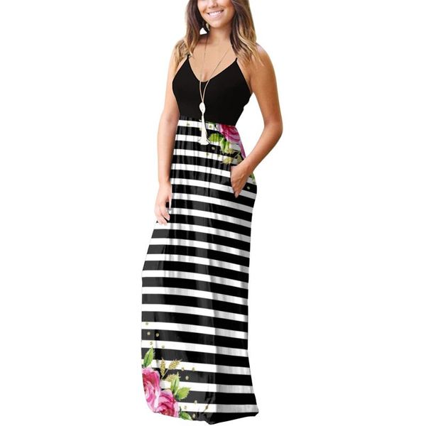 women's swimwear sleeveless pocket casual floral printing beach long maxi loose dress bikinis swim cover up robe plage beachwear 2021, White;black
women's swimwear sleeveless pocket casual floral printing beach long maxi loose dress bikinis swim cover up robe plage beachwear 2021, White;black