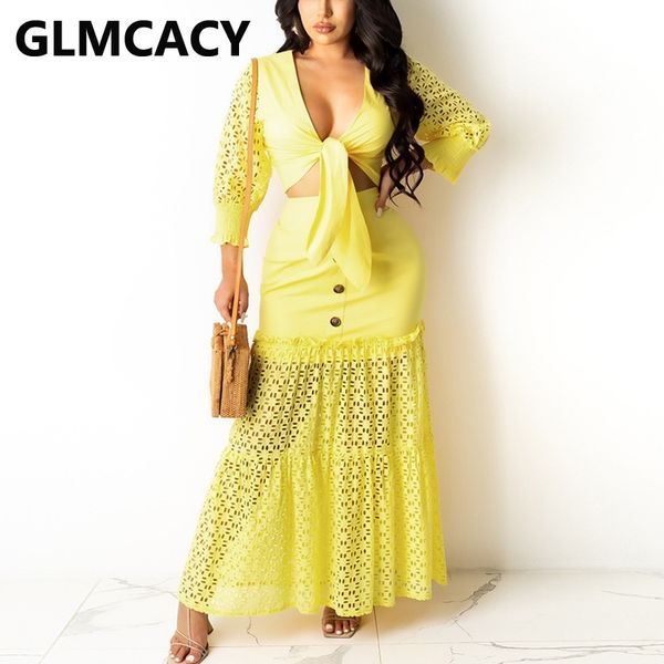 two piece hollow out classy suits long sleeve tie front crop & bodycon maxi skirt set 210702, White
two piece hollow out classy suits long sleeve tie front crop & bodycon maxi skirt set 210702, White