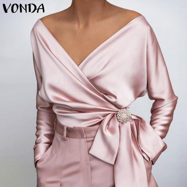women's blouses & shirts vonda 2021 women fashion blouse elegant solid color v neck party spring long sleeve blusas femininas, White
women's blouses & shirts vonda 2021 women fashion blouse elegant solid color v neck party spring long sleeve blusas femininas, White